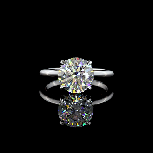 3.15 CTTW Round Lab Grown Diamond Hidden Halo Ring Sz. 6.5 (E Color and VVS2 Clarity)