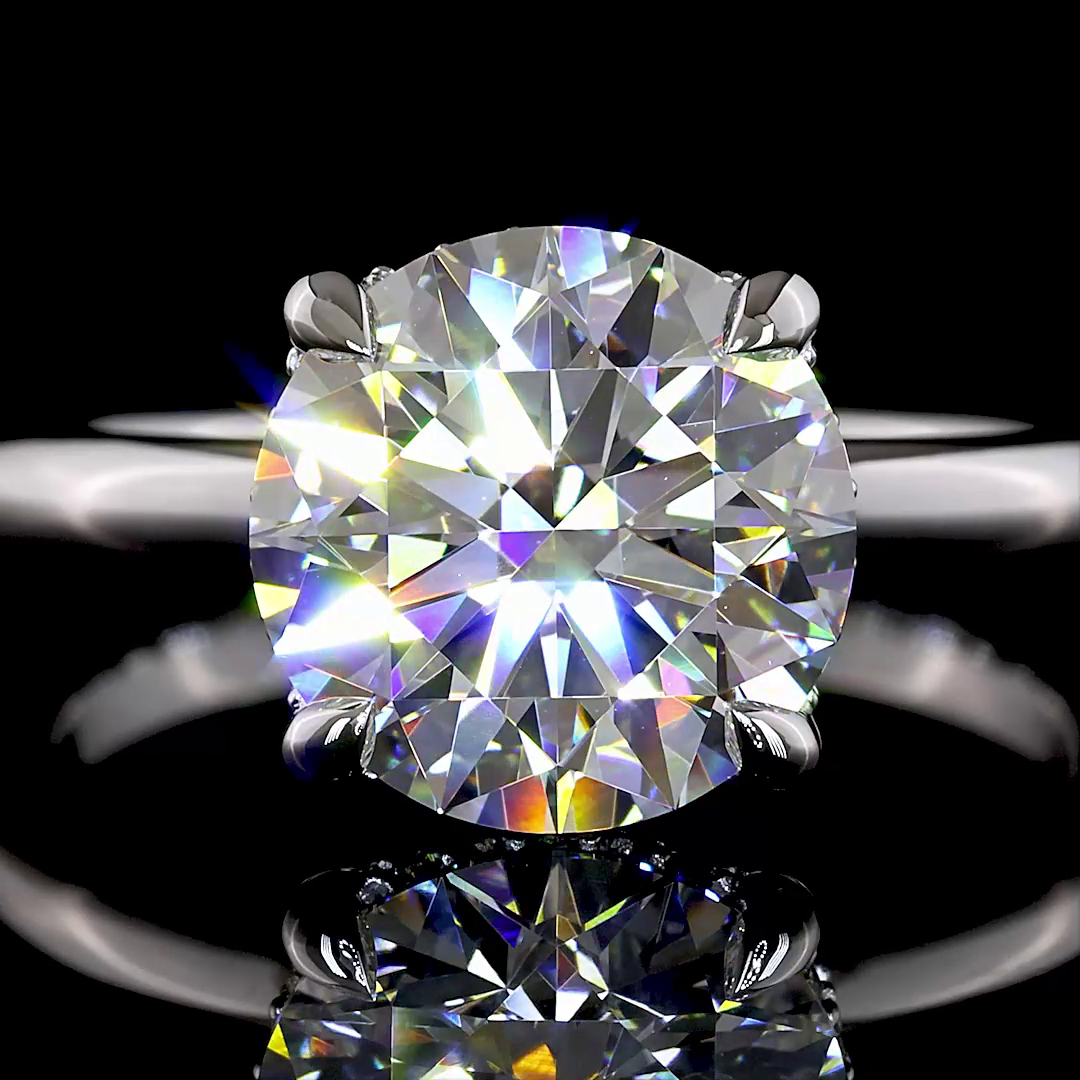 3.15 CTTW Round Lab Grown Diamond Hidden Halo Ring Sz. 6.5 (E Color and VVS2 Clarity)