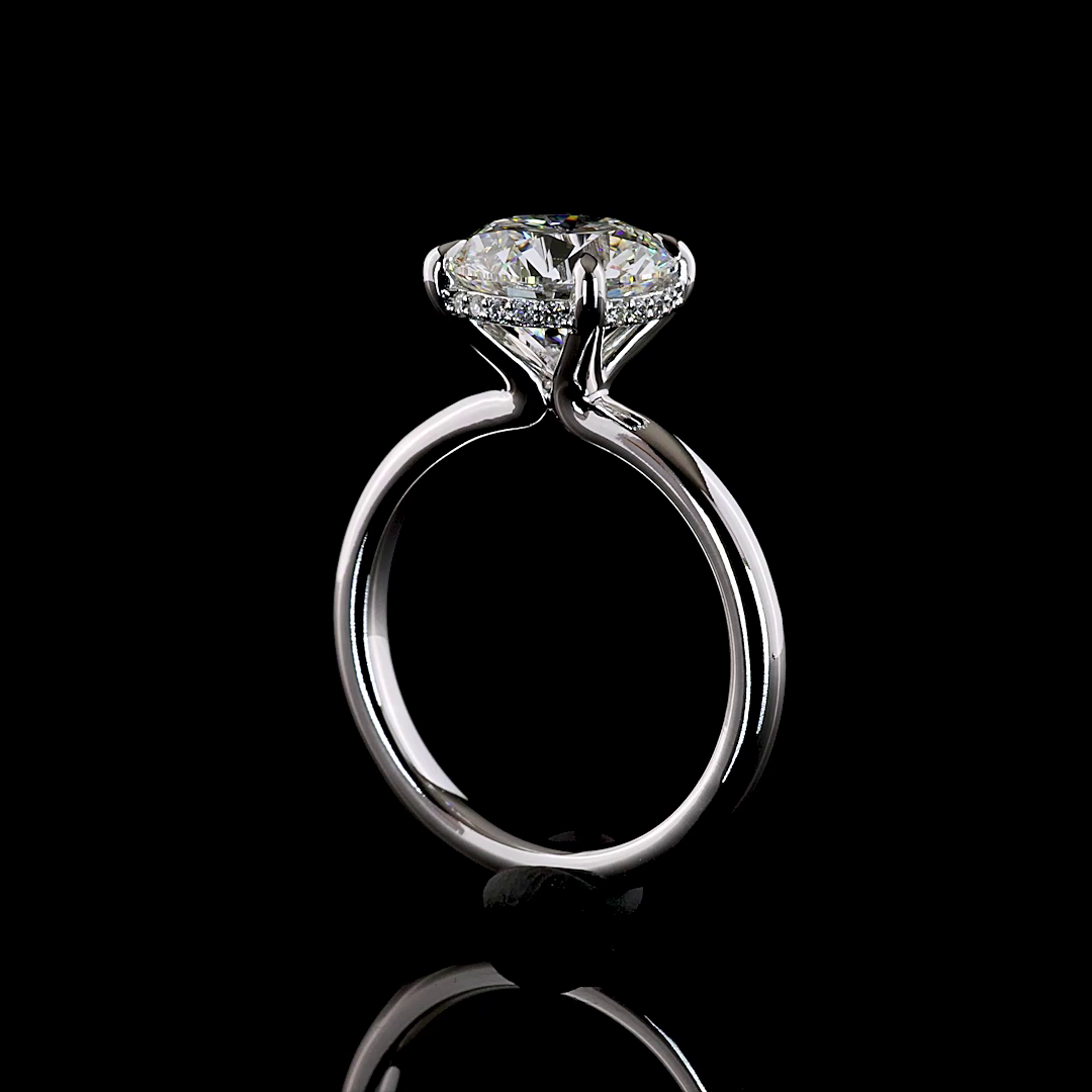 3.15 CTTW Round Lab Grown Diamond Hidden Halo Ring Sz. 6.5 (E Color and VVS2 Clarity)