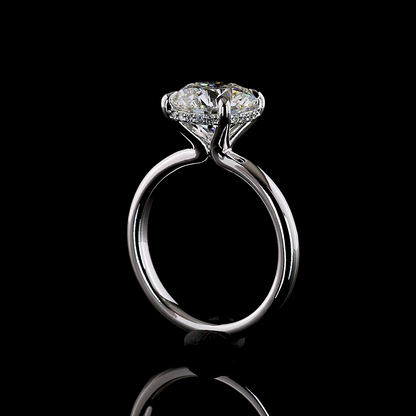 3.15 CTTW Round Lab Grown Diamond Hidden Halo Ring Sz. 6.5 (E Color and VVS2 Clarity)