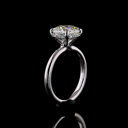 3.15 CTTW Round Lab Grown Diamond Hidden Halo Ring Sz. 6.5 (E Color and VVS2 Clarity)