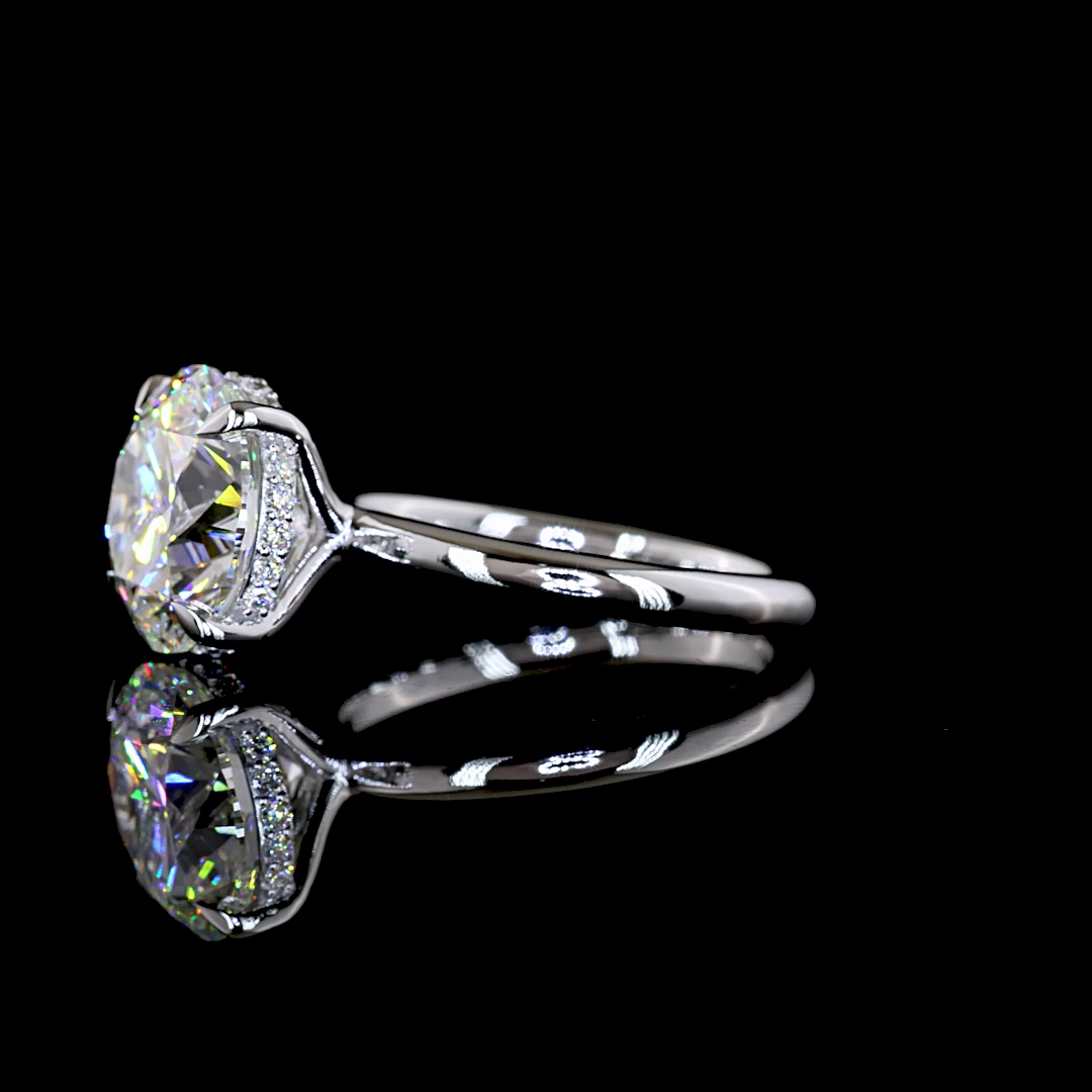 5.16 CTTW Round Lab Grown Diamond Hidden Halo Ring Sz. 6.5 (E Color and VVS2 Clarity)