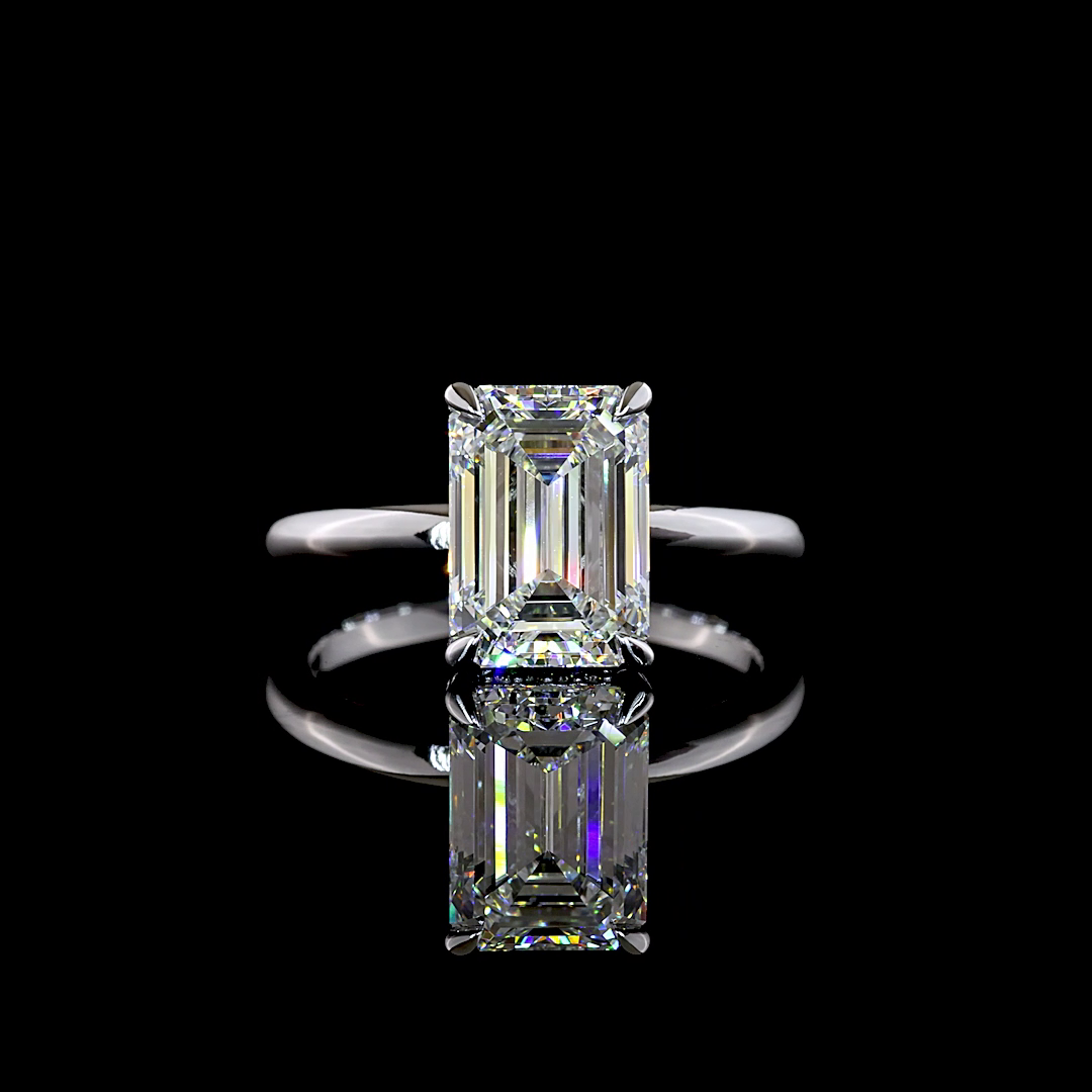 3.19 CTTW Emerald Lab Grown Diamond Hidden Halo Ring Sz. 6.5 (F Color and VS1 Clarity)