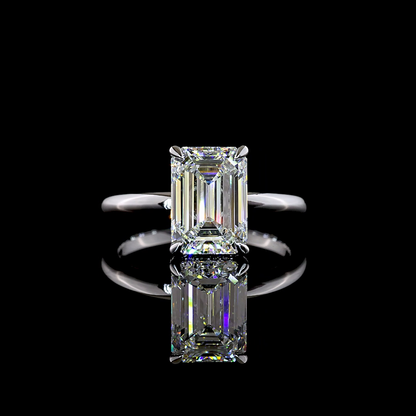 3.19 CTTW Emerald Lab Grown Diamond Hidden Halo Ring Sz. 6.5 (F Color and VS1 Clarity)
