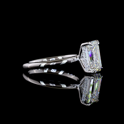 3.19 CTTW Emerald Lab Grown Diamond Hidden Halo Ring Sz. 6.5 (F Color and VS1 Clarity)