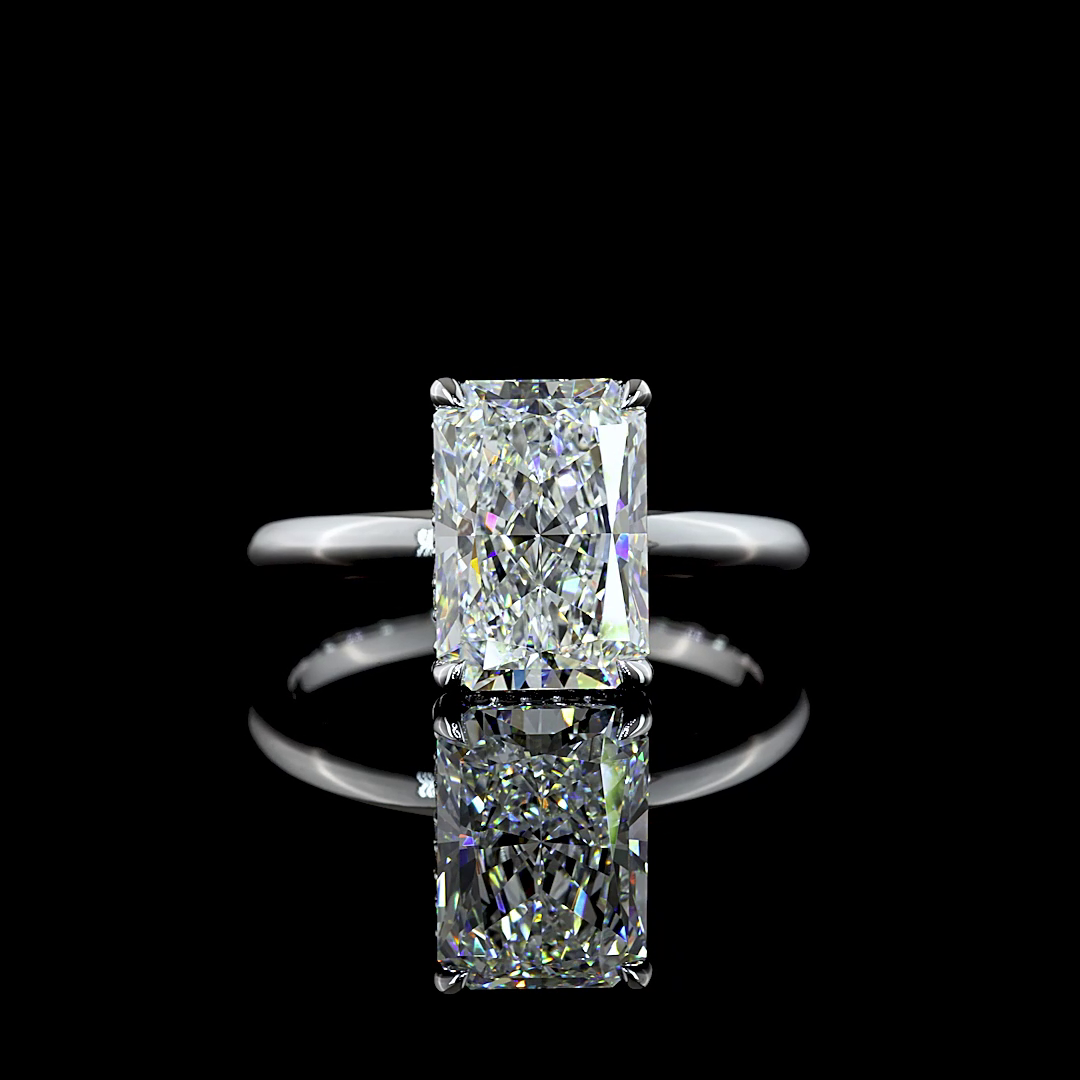 3.21 CTTW Radiant Lab Grown Diamond Hidden Halo Ring Sz. 6.5 (E Color and VVS2 Clarity)