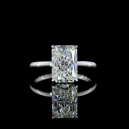 3.21 CTTW Radiant Lab Grown Diamond Hidden Halo Ring Sz. 6.5 (E Color and VVS2 Clarity)