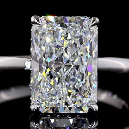 3.21 CTTW Radiant Lab Grown Diamond Hidden Halo Ring Sz. 6.5 (E Color and VVS2 Clarity)