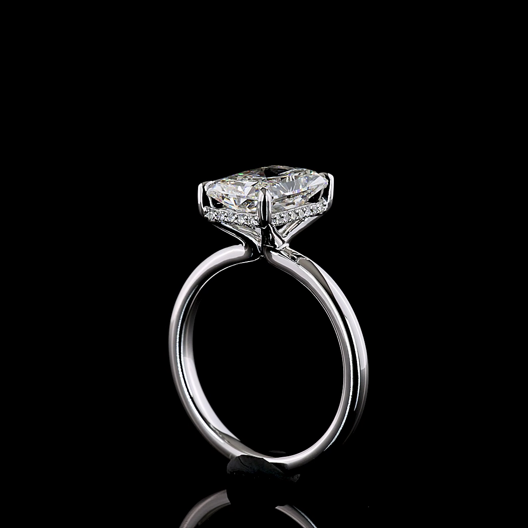 3.21 CTTW Radiant Lab Grown Diamond Hidden Halo Ring Sz. 6.5 (E Color and VVS2 Clarity)