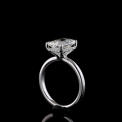 3.21 CTTW Radiant Lab Grown Diamond Hidden Halo Ring Sz. 6.5 (E Color and VVS2 Clarity)