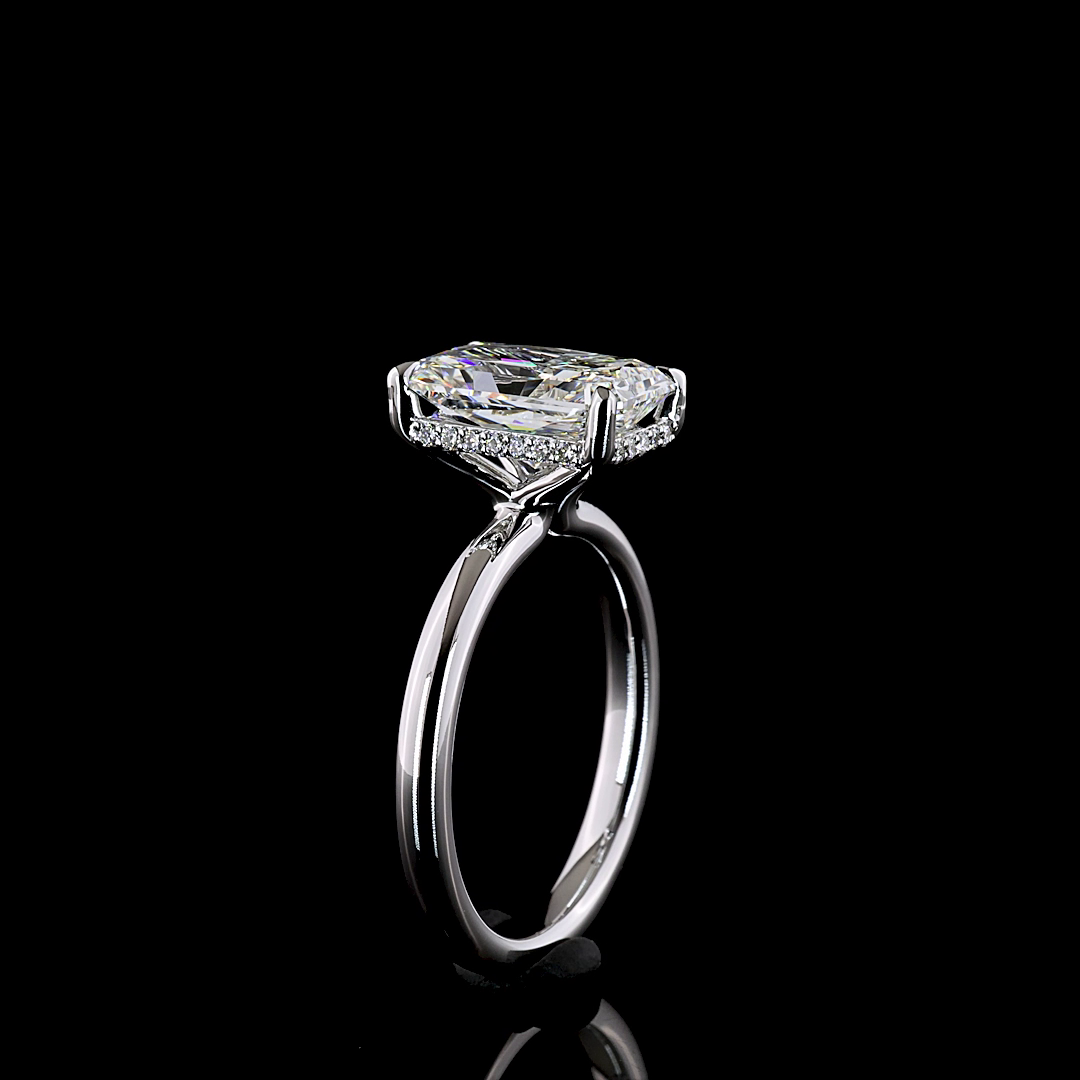 3.21 CTTW Radiant Lab Grown Diamond Hidden Halo Ring Sz. 6.5 (E Color and VVS2 Clarity)