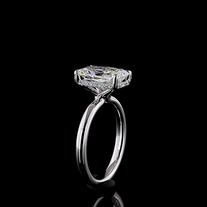 3.21 CTTW Radiant Lab Grown Diamond Hidden Halo Ring Sz. 6.5 (E Color and VVS2 Clarity)