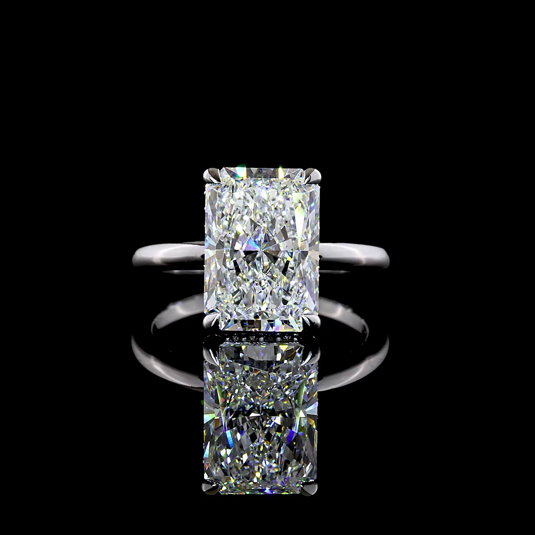 5.30 CTTW Radiant Lab Grown Diamond Hidden Halo Ring Sz. 6.5 (E Color and VVS2 Clarity)