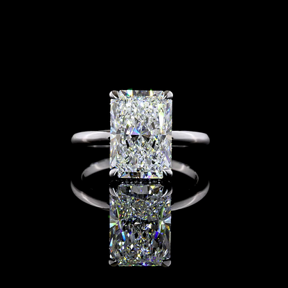 5.30 CTTW Radiant Lab Grown Diamond Hidden Halo Ring Sz. 6.5 (E Color and VVS2 Clarity)