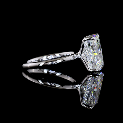 5.30 CTTW Radiant Lab Grown Diamond Hidden Halo Ring Sz. 6.5 (E Color and VVS2 Clarity)