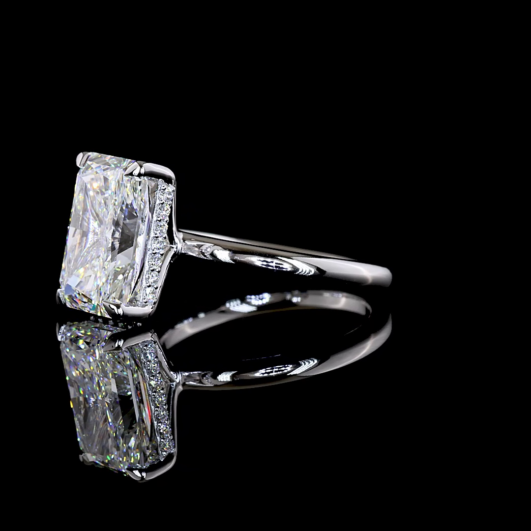 5.30 CTTW Radiant Lab Grown Diamond Hidden Halo Ring Sz. 6.5 (E Color and VVS2 Clarity)