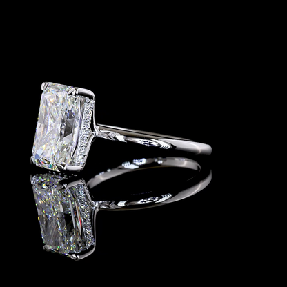 5.30 CTTW Radiant Lab Grown Diamond Hidden Halo Ring Sz. 6.5 (E Color and VVS2 Clarity)