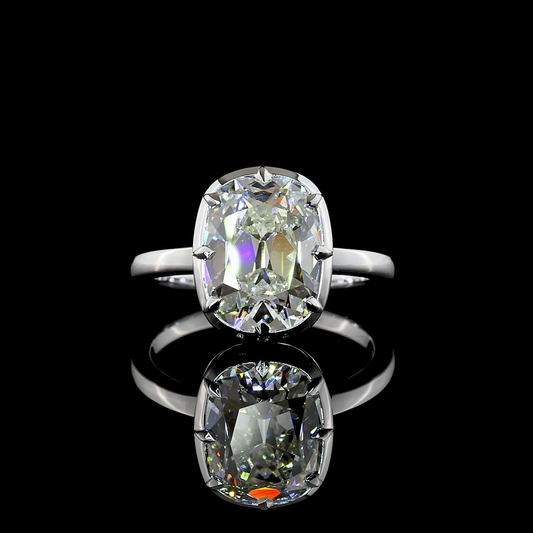 4.15 CT Antique Cushion Lab Grown Diamond Solitaire Ring Sz. 6.5 (E Color and VVS2 Clarity)