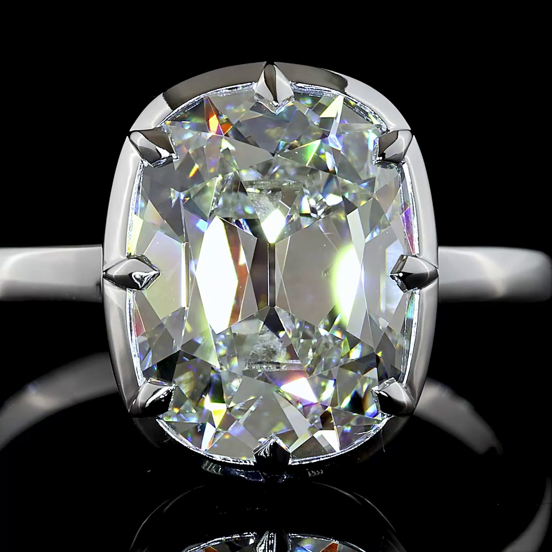 4.15 CT Antique Cushion Lab Grown Diamond Solitaire Ring Sz. 6.5 (E Color and VVS2 Clarity)