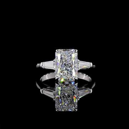 3.74 CTTW Radiant Lab Grown Diamond 3 Stones Ring Sz. 7 (F Color and VS1 Clarity)
