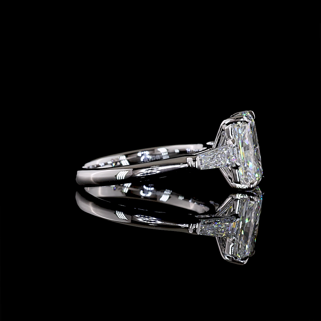 3.74 CTTW Radiant Lab Grown Diamond 3 Stones Ring Sz. 7 (F Color and VS1 Clarity)