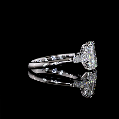 3.74 CTTW Radiant Lab Grown Diamond 3 Stones Ring Sz. 7 (F Color and VS1 Clarity)