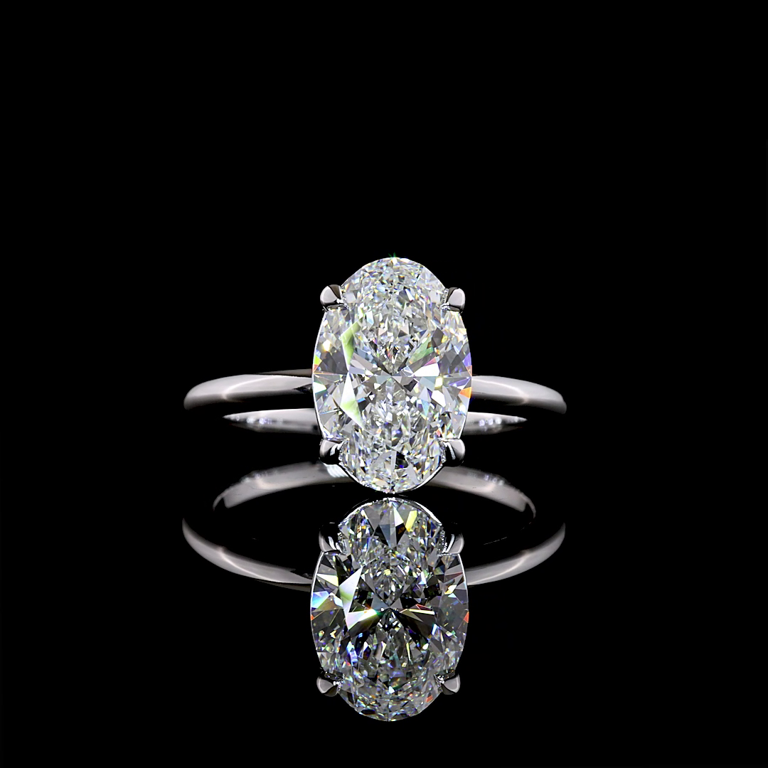 3.10 CT Oval Lab Grown Diamond Solitaire Ring Sz. 7 (E Color and VVS2 Clarity)