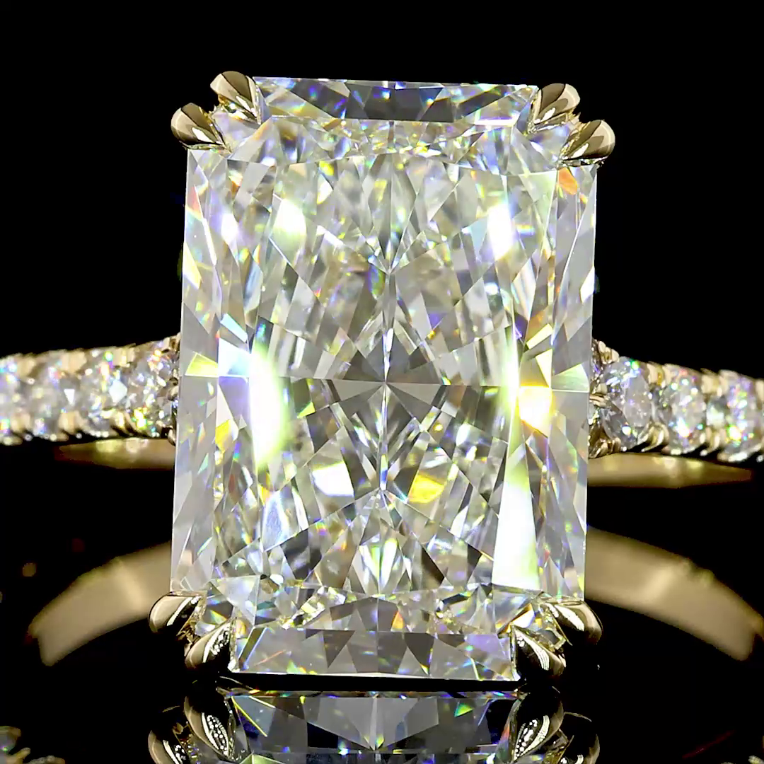 5.78 CTTW Radiant Lab Grown Diamond Solitaire Diamond Shank Ring Sz. 6 (E Color and VVS2 Clarity)