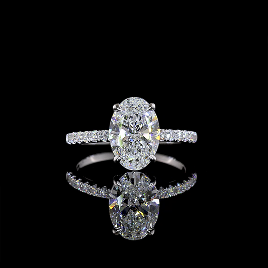 1.79 CTTW Oval Lab Grown Diamond Solitaire Diamond Shank Ring Sz. 4.5 (E Color and VVS2 Clarity)