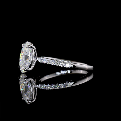 1.79 CTTW Oval Lab Grown Diamond Solitaire Diamond Shank Ring Sz. 4.5 (E Color and VVS2 Clarity)