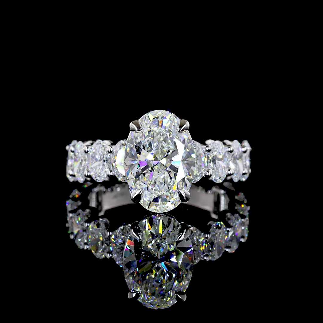 5.99 CTTW Oval Lab Grown Diamond Solitaire Diamond Shank Ring Sz. 6.5 (E Color and VVS2 Clarity)