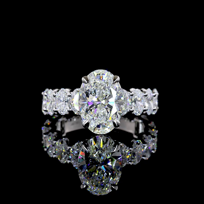 5.99 CTTW Oval Lab Grown Diamond Solitaire Diamond Shank Ring Sz. 6.5 (E Color and VVS2 Clarity)