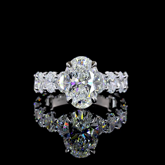 5.99 CTTW Oval Lab Grown Diamond Solitaire Diamond Shank Ring Sz. 6.5 (E Color and VVS2 Clarity)