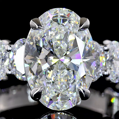 5.99 CTTW Oval Lab Grown Diamond Solitaire Diamond Shank Ring Sz. 6.5 (E Color and VVS2 Clarity)