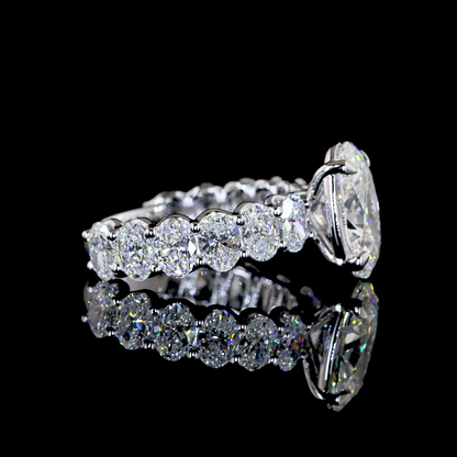 5.99 CTTW Oval Lab Grown Diamond Solitaire Diamond Shank Ring Sz. 6.5 (E Color and VVS2 Clarity)