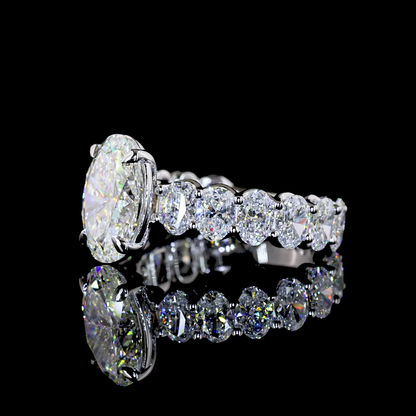 5.99 CTTW Oval Lab Grown Diamond Solitaire Diamond Shank Ring Sz. 6.5 (E Color and VVS2 Clarity)