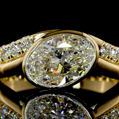 1.87 CTTW Oval Lab Grown Diamond Solitaire Diamond Shank Ring Sz. 6.5 (D Color and VS1 Clarity)