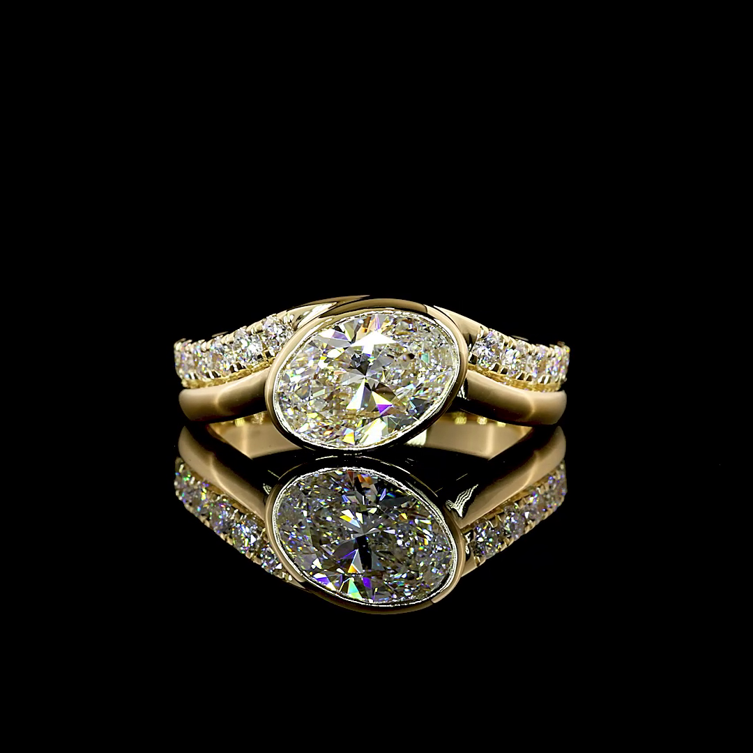 1.84 CTTW Oval Lab Grown Diamond Solitaire Diamond Shank Ring Sz. 6.5 (E Color and VS1 Clarity)
