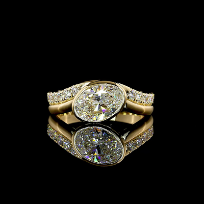 1.84 CTTW Oval Lab Grown Diamond Solitaire Diamond Shank Ring Sz. 6.5 (E Color and VS1 Clarity)