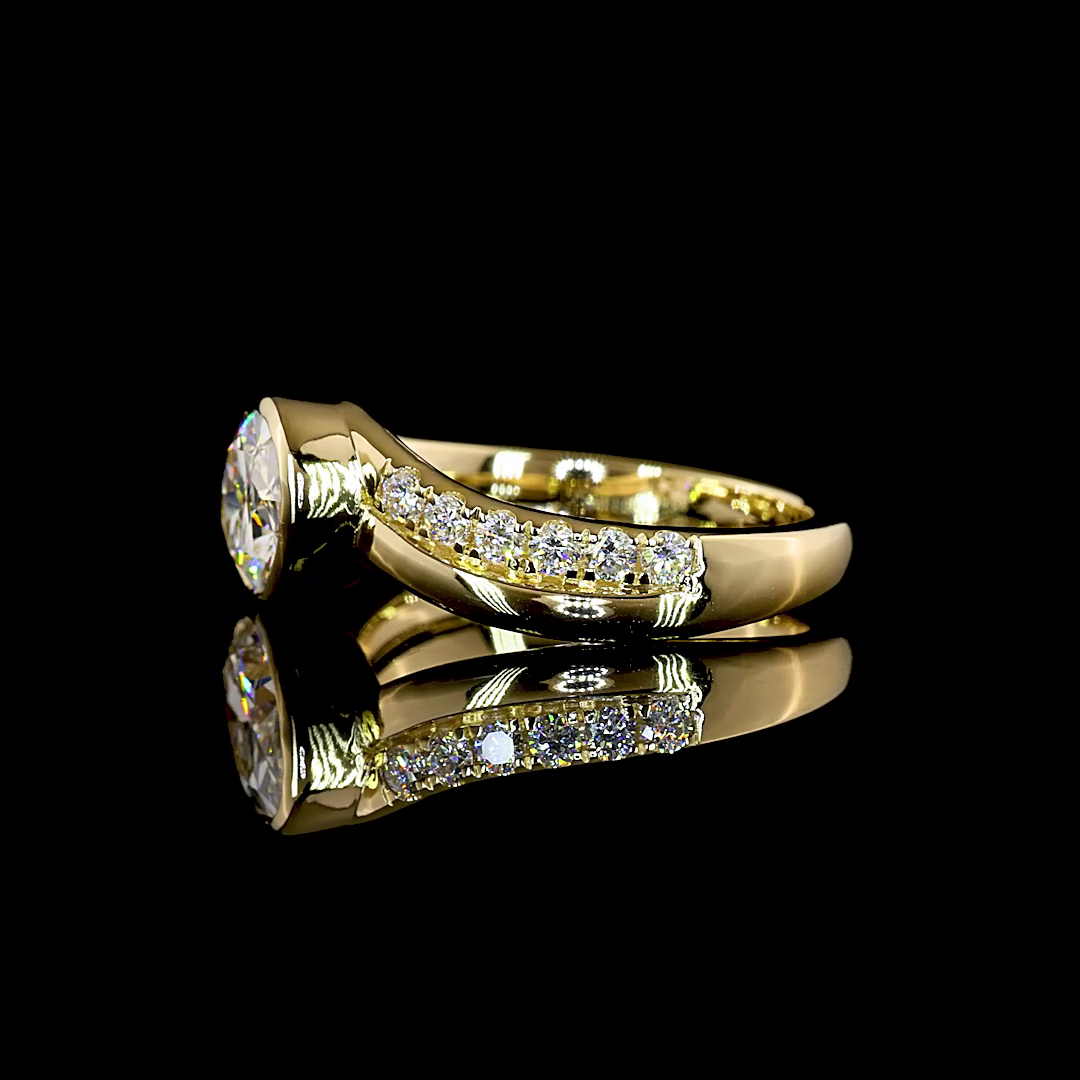 1.84 CTTW Oval Lab Grown Diamond Solitaire Diamond Shank Ring Sz. 6.5 (E Color and VS1 Clarity)
