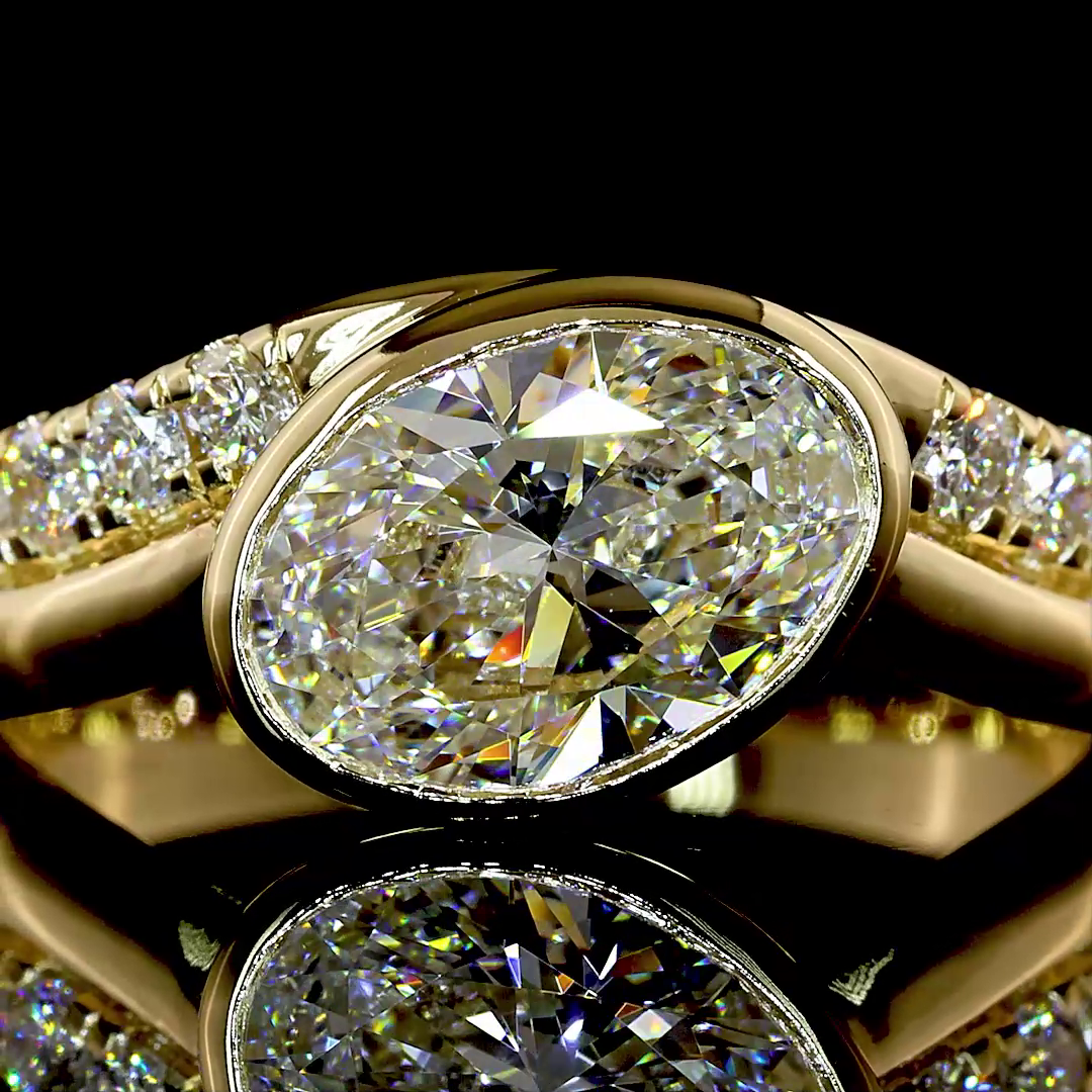 1.85 CTTW Oval Lab Grown Diamond Solitaire Diamond Shank Ring Sz. 6.5 (F Color and VS1 Clarity)