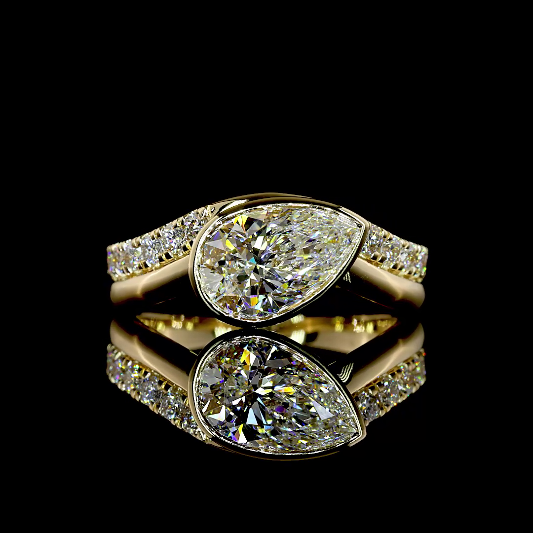 1.91 CTTW Pear Lab Grown Diamond Solitaire Diamond Shank Ring Sz. 6.5 (E Color and VS1 Clarity)