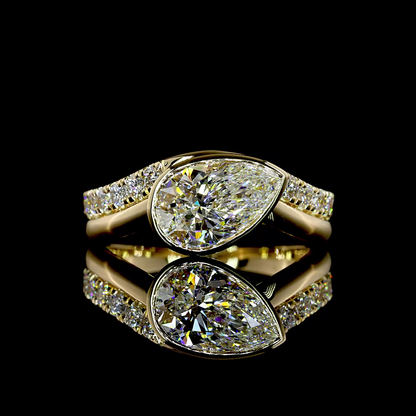 1.89 CTTW Pear Lab Grown Diamond Solitaire Diamond Shank Ring Sz. 6.5 (E Color and VVS2 Clarity)