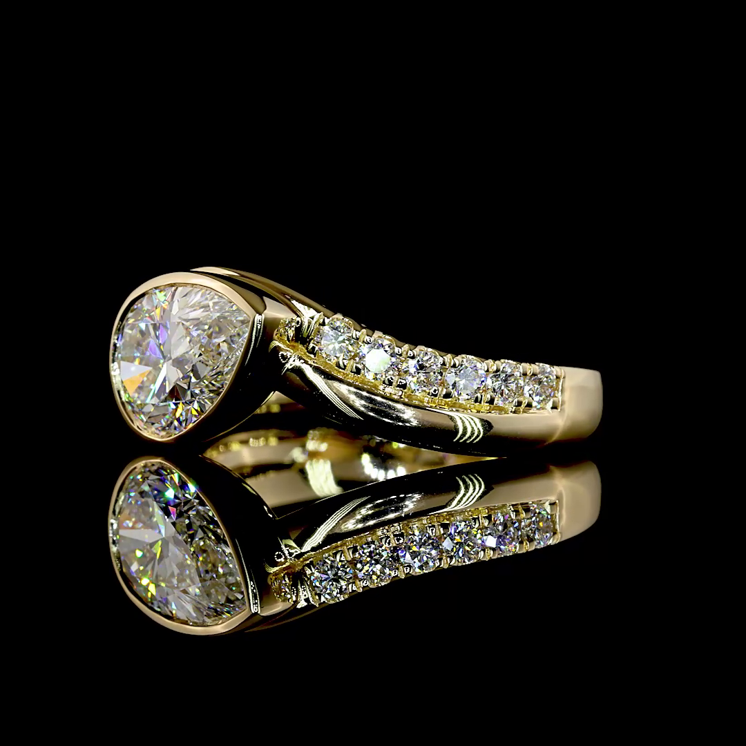 1.89 CTTW Pear Lab Grown Diamond Solitaire Diamond Shank Ring Sz. 6.5 (E Color and VVS2 Clarity)