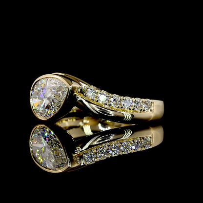 1.89 CTTW Pear Lab Grown Diamond Solitaire Diamond Shank Ring Sz. 6.5 (E Color and VVS2 Clarity)