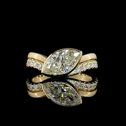 1.86 CTTW Marquise Lab Grown Diamond Solitaire Diamond Shank Ring Sz. 6.5 (E Color and VVS2 Clarity)