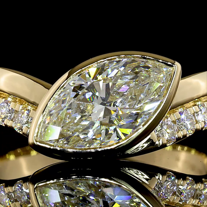 1.86 CTTW Marquise Lab Grown Diamond Solitaire Diamond Shank Ring Sz. 6.5 (E Color and VVS2 Clarity)