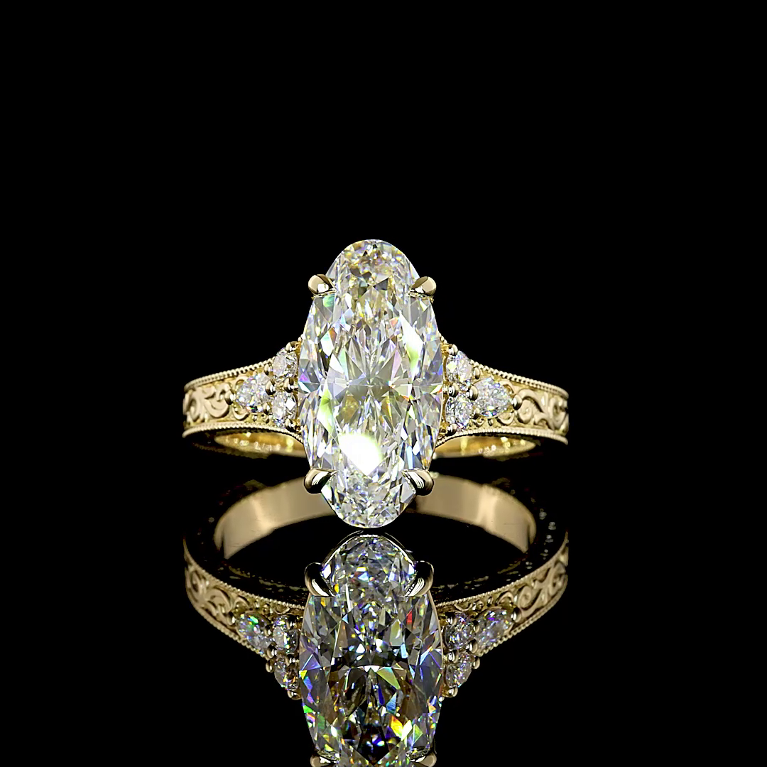 3.30 CTTW Oval Lab Grown Diamond Special Ring Sz. 6.5 (E Color and VVS2 Clarity)