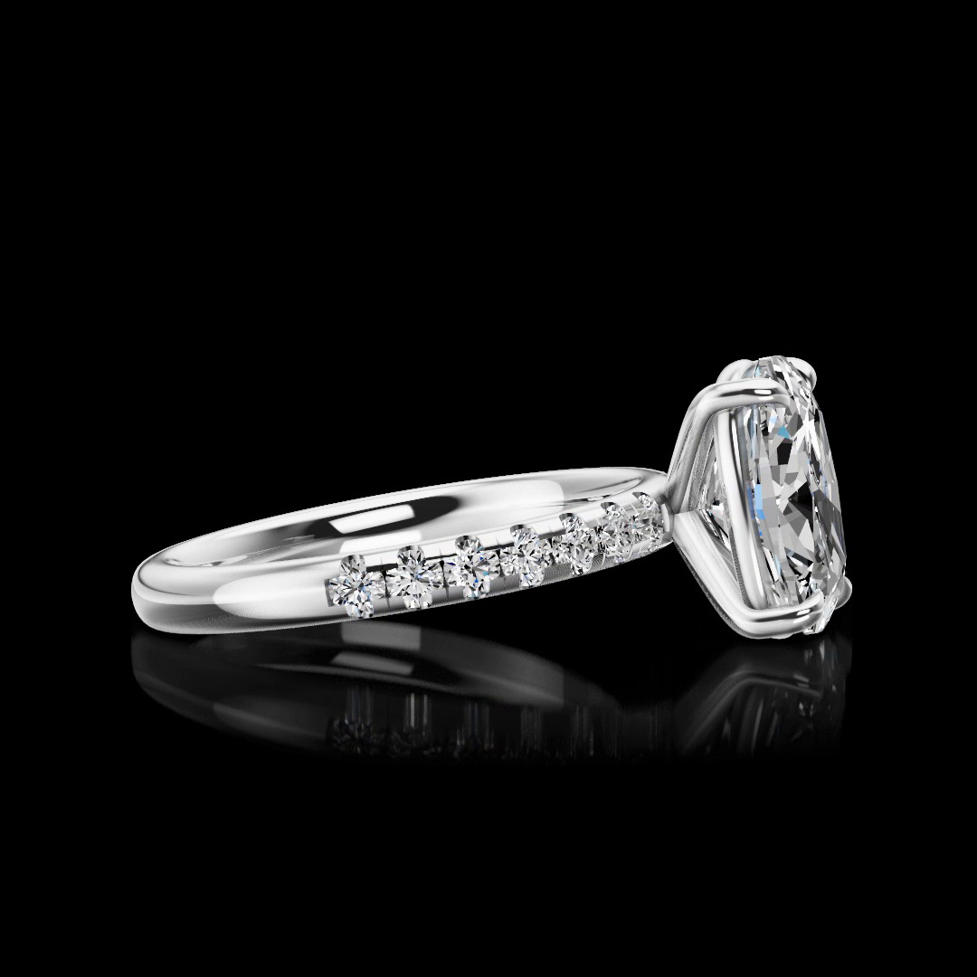 2.70 CTTW Cushion Lab Grown Diamond Solitaire Diamond Shank Ring Sz. 5.75 (E Color and VVS2 Clarity)