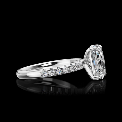 2.70 CTTW Cushion Lab Grown Diamond Solitaire Diamond Shank Ring Sz. 5.75 (E Color and VVS2 Clarity)
